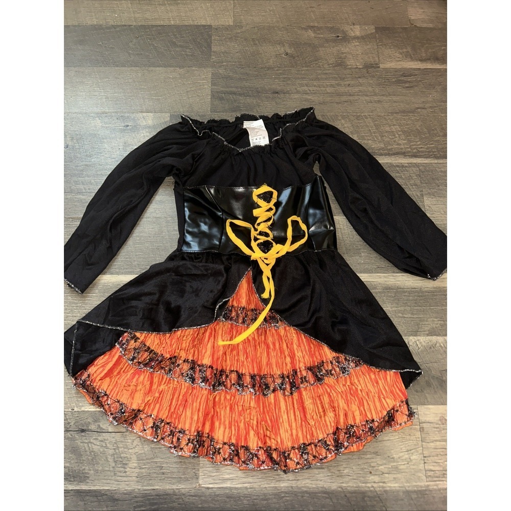 Trick‎ or Treat Cute Witch Black Orange Fancy Dress Up Halloween Costume 7/8